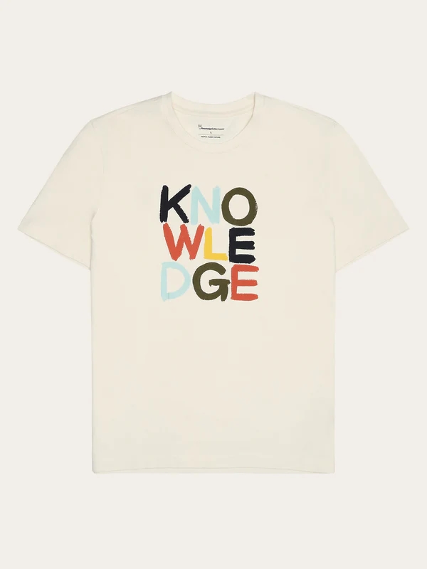 KnowledgeCotton Apparel Regular Short Sleeve Heavy Single T-Shirt - Egret