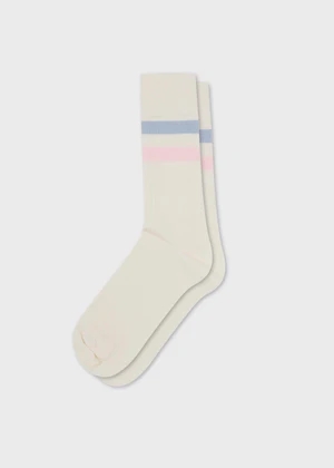 Klitmøller Collective Retro cotton sock GOTS - Cream/light blue/rose