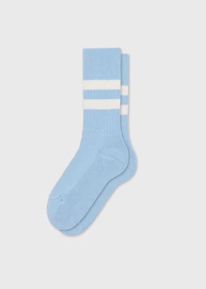 Klitmøller Collective Retro cotton sock GOTS - Light blue/cream