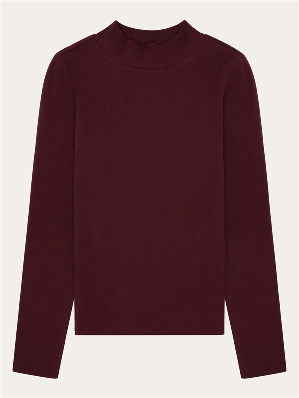 KnowledgeCotton Apparel - Organic Cotton High Neck RIb Blouse - Fig