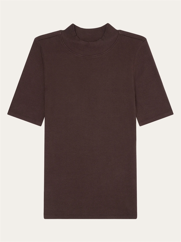 KnowledgeCotton Apparel - Organic Cotton Rib T-Shrit - Chocolate Torte