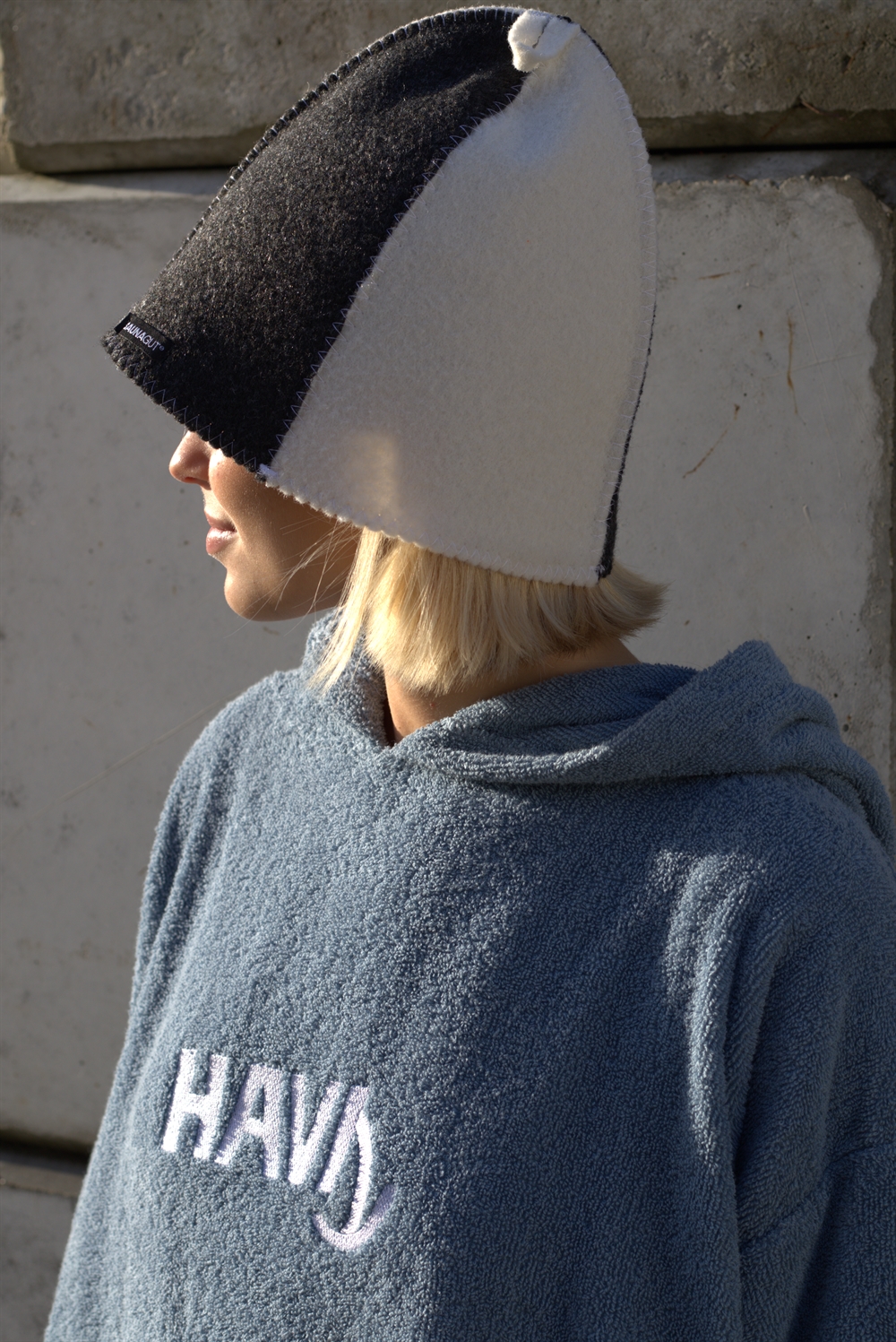 Saunagut Sauna Filt hue - Hvid/Grå