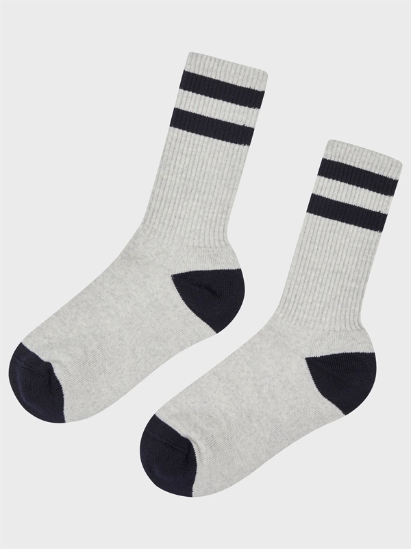 Klitmøller Collective Striped Merino Sock - Pastel Grey / Navy