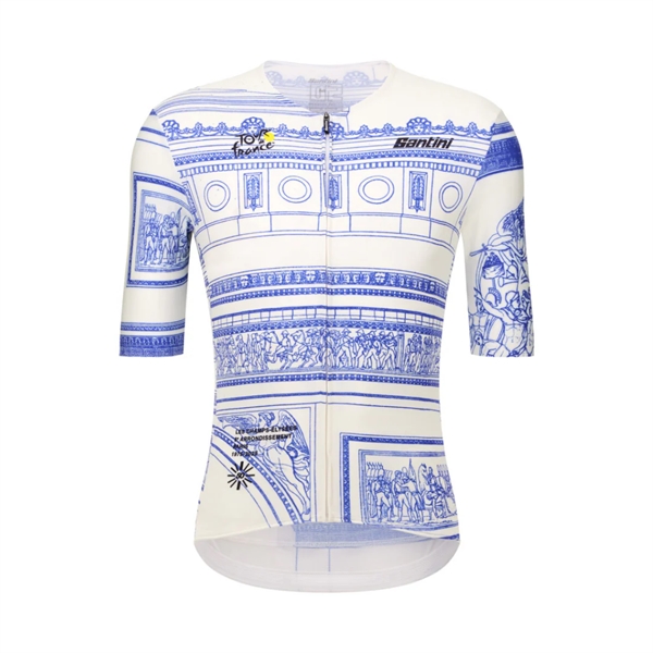 Santini Tour de France Arrivée Arc de Triomphe kortærmet cykeltrøje unisex - Hvid