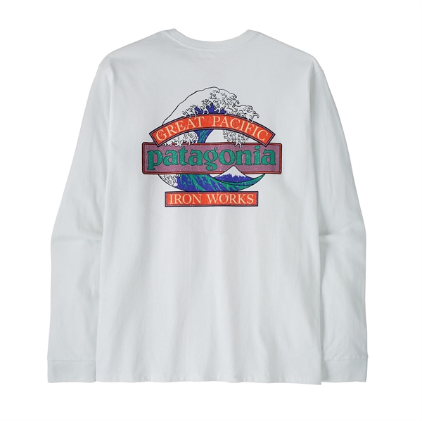 Patagonia Mens L/S Great Waves Responsibili-Tee - Fiber White