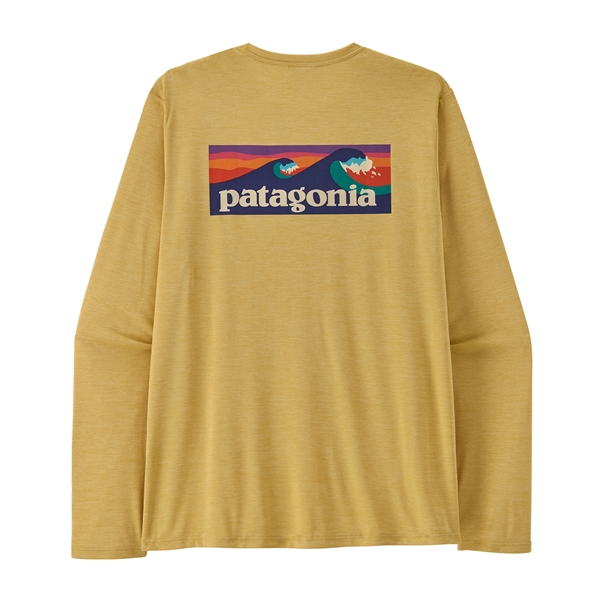 Patagonia Mens L/S Cap Cool Daily Shirt Boardshort Logo - Limestone Yellow Light Limestone X-Dye