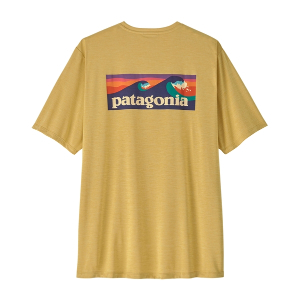 Patagonia Mens Cap Cool Daily Shirt - Boardshort Logo - Limestone Yellow - Light Limestone X-Dye