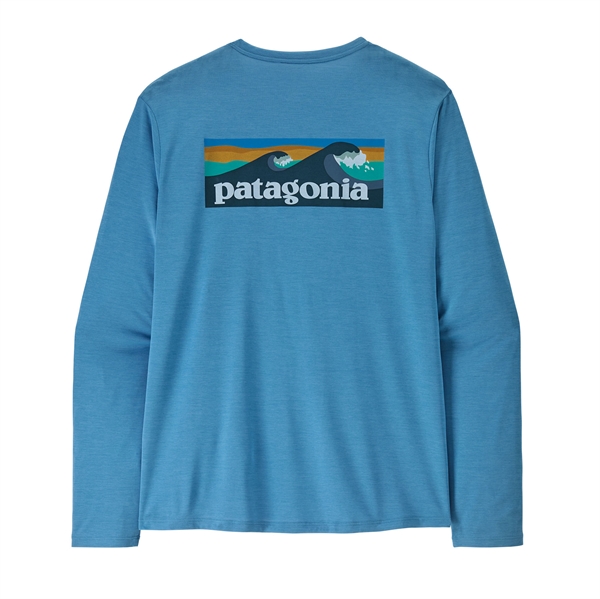 Patagonia Mens L/S Cap Cool Daily Shirt Boardshort Logo - Shore Blue - Light Shore Blue X-Dye