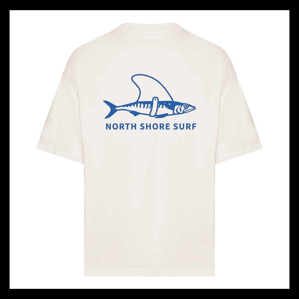 North Shore Surf - Box T-Shirt “Ny makrel” - Off White