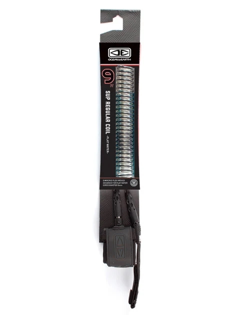 Ocean+Earth SUP Longboard Reg 9\'0 Coil Leash - Black