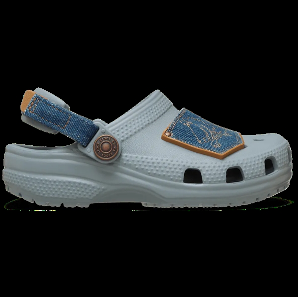 Crocs Classic Denim Adjustable Kids Clog - Concrete