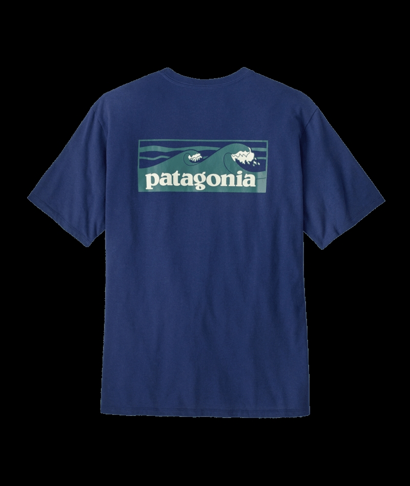 Patagonia Mens Boardshort Logo Pocket Responsibili-Tee - Clement Blue
