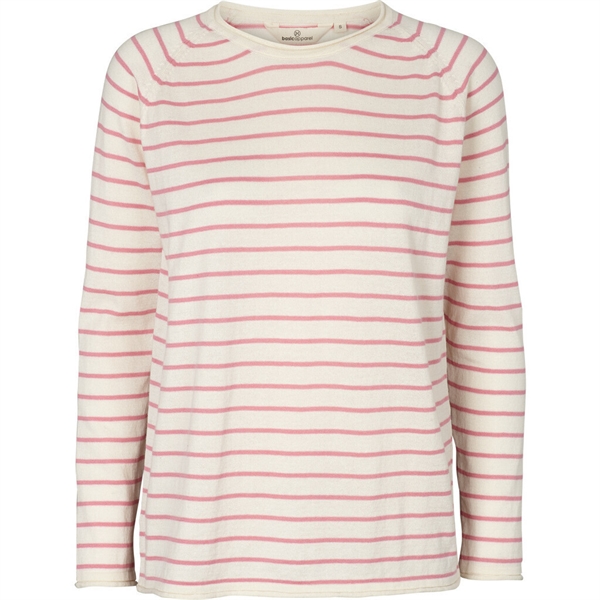 Basic Apparel Soya Sweater Stripe - Whisper White/Wild Rose